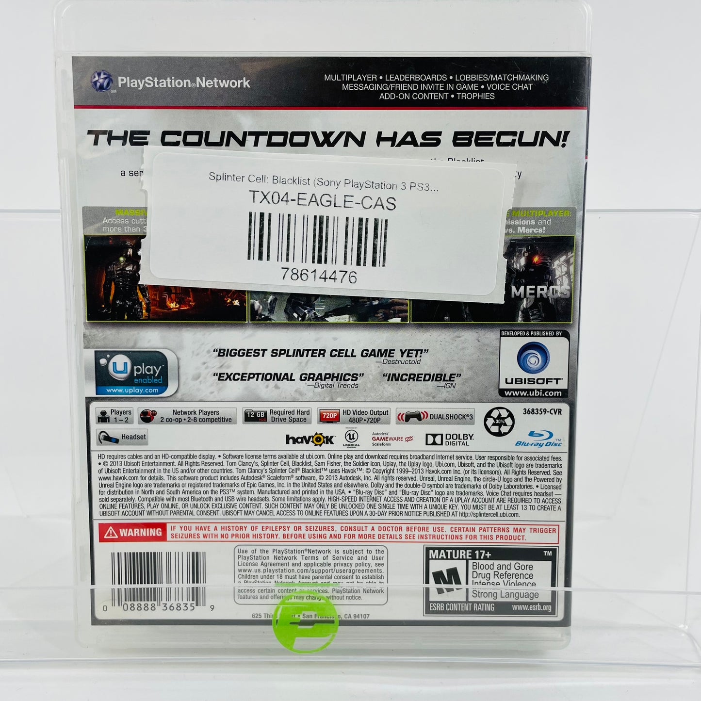 Splinter Cell: Blacklist (Sony PlayStation 3 PS3, 2013)
