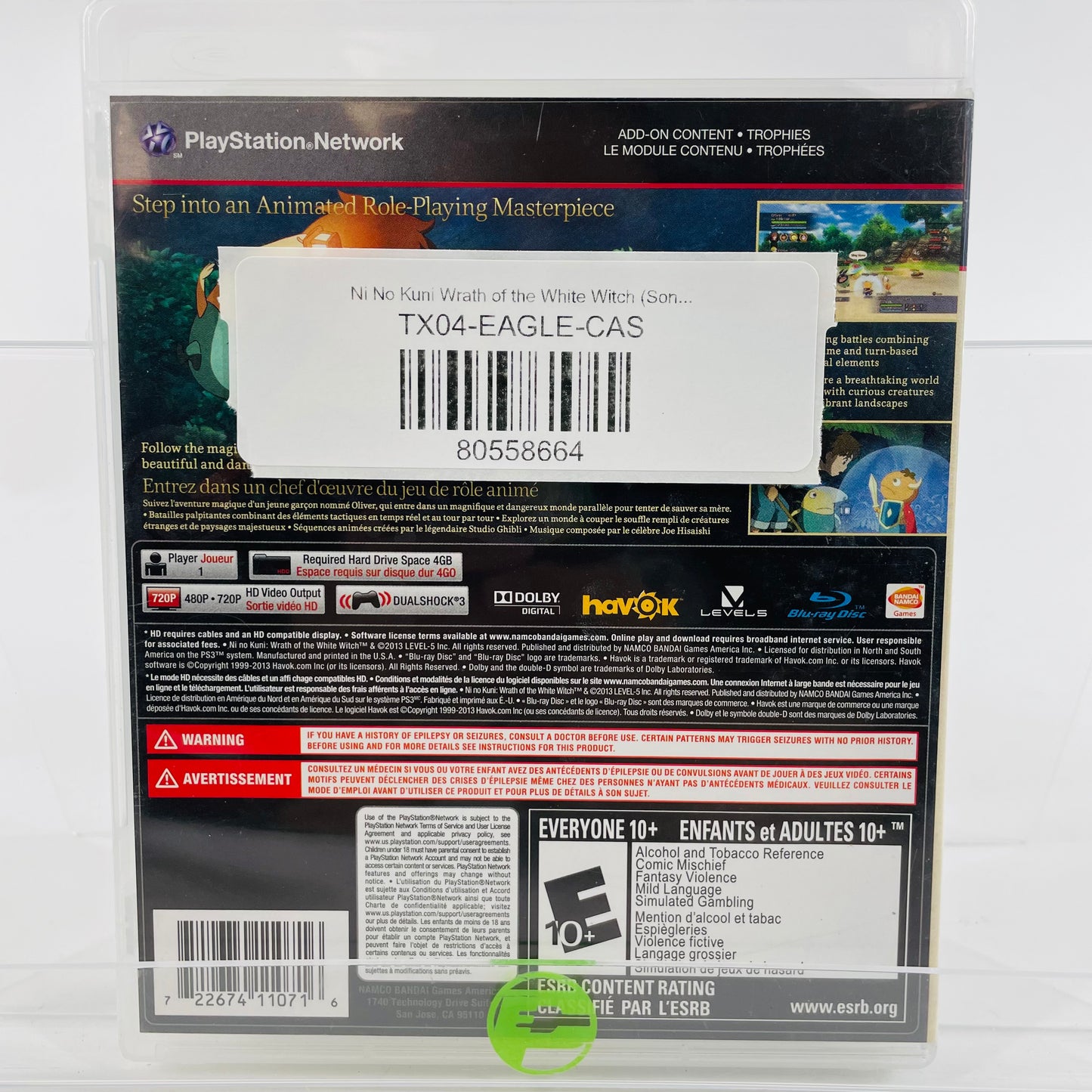 Ni No Kuni Wrath of the White Witch (Sony PlayStation 3 PS3, 2013)
