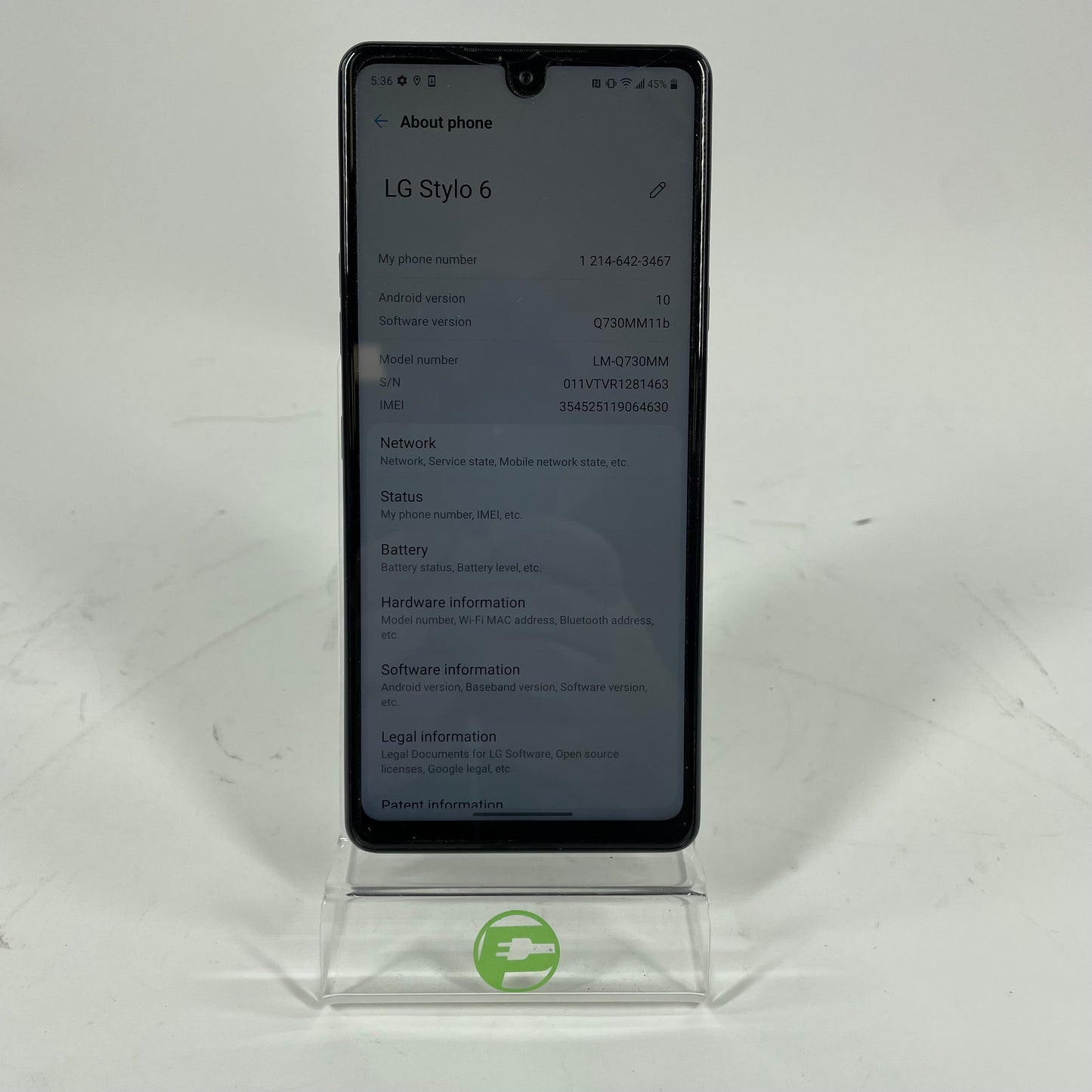 Broken Factory Unlocked LG G Pad 5 64GB 8.1.0 LM-Q730MM Cracked