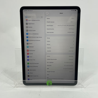 Unlocked Apple iPad Pro 11" 4th Gen 256GB Space Gray NP573LL/A