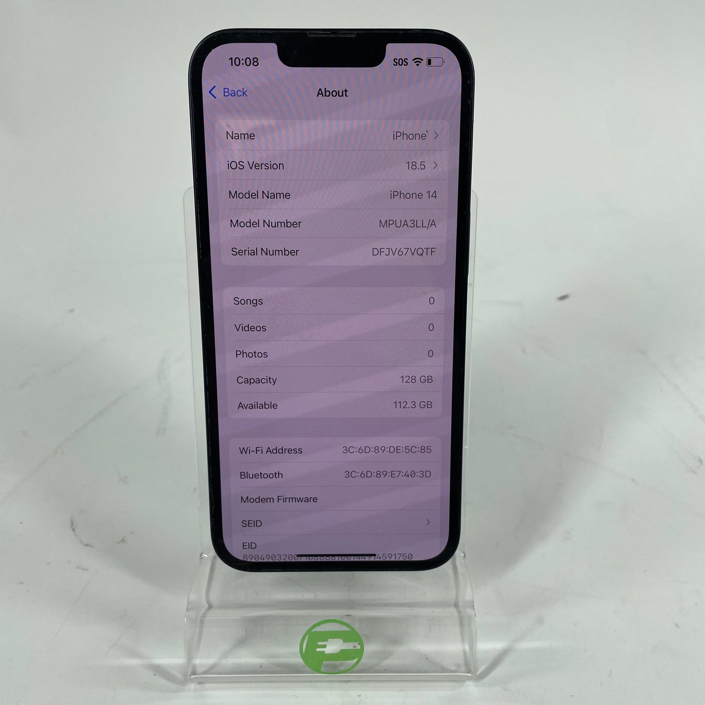 Unlocked Apple iPhone 14 128GB 18.5 Midnight MPUA3LL/A