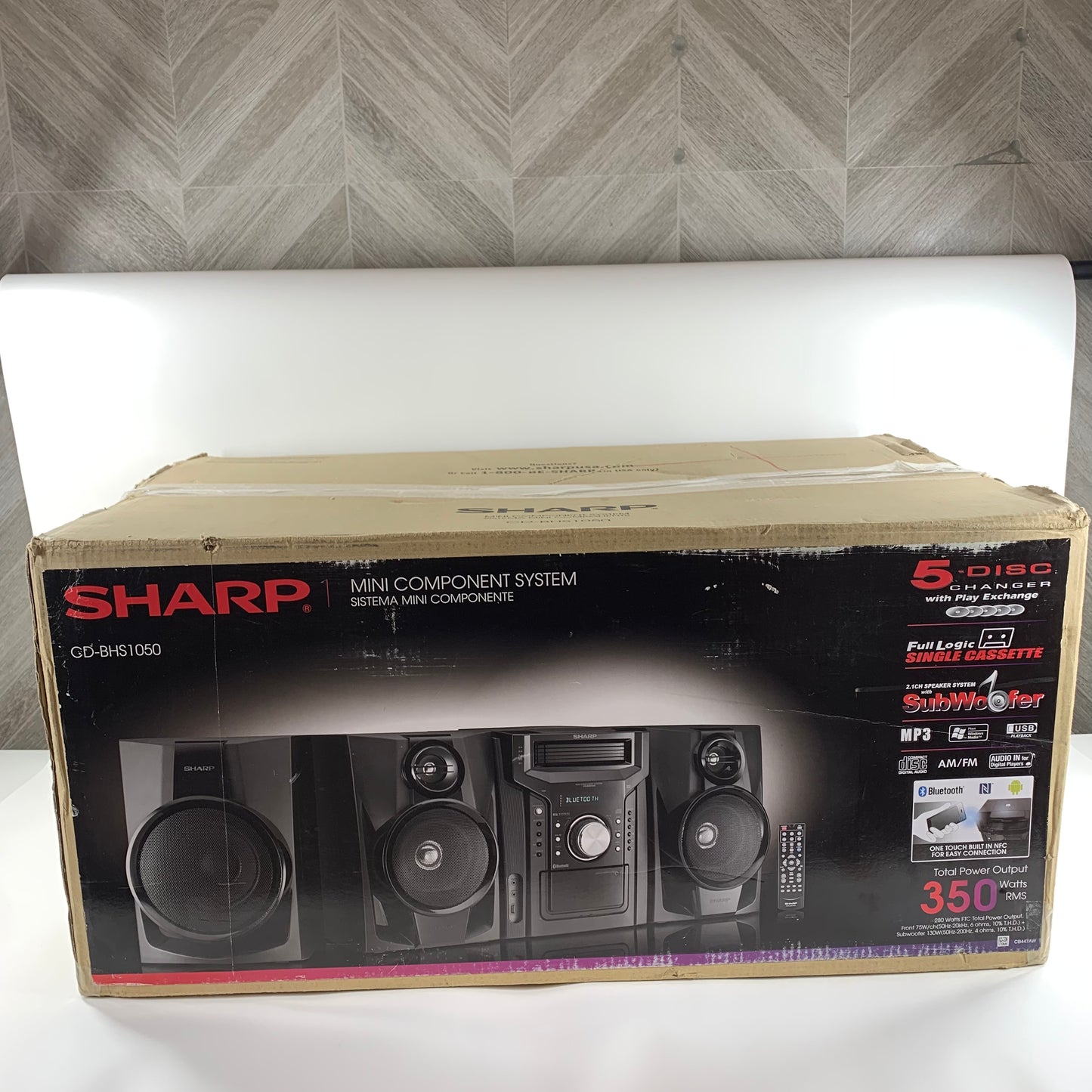 New Sharp 5-Disc Bluetooth Tabletop Stereo System Black CD-BHS1050