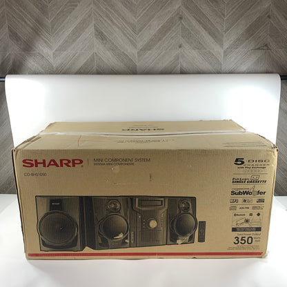 New Sharp 5-Disc Bluetooth Tabletop Stereo System Black CD-BHS1050