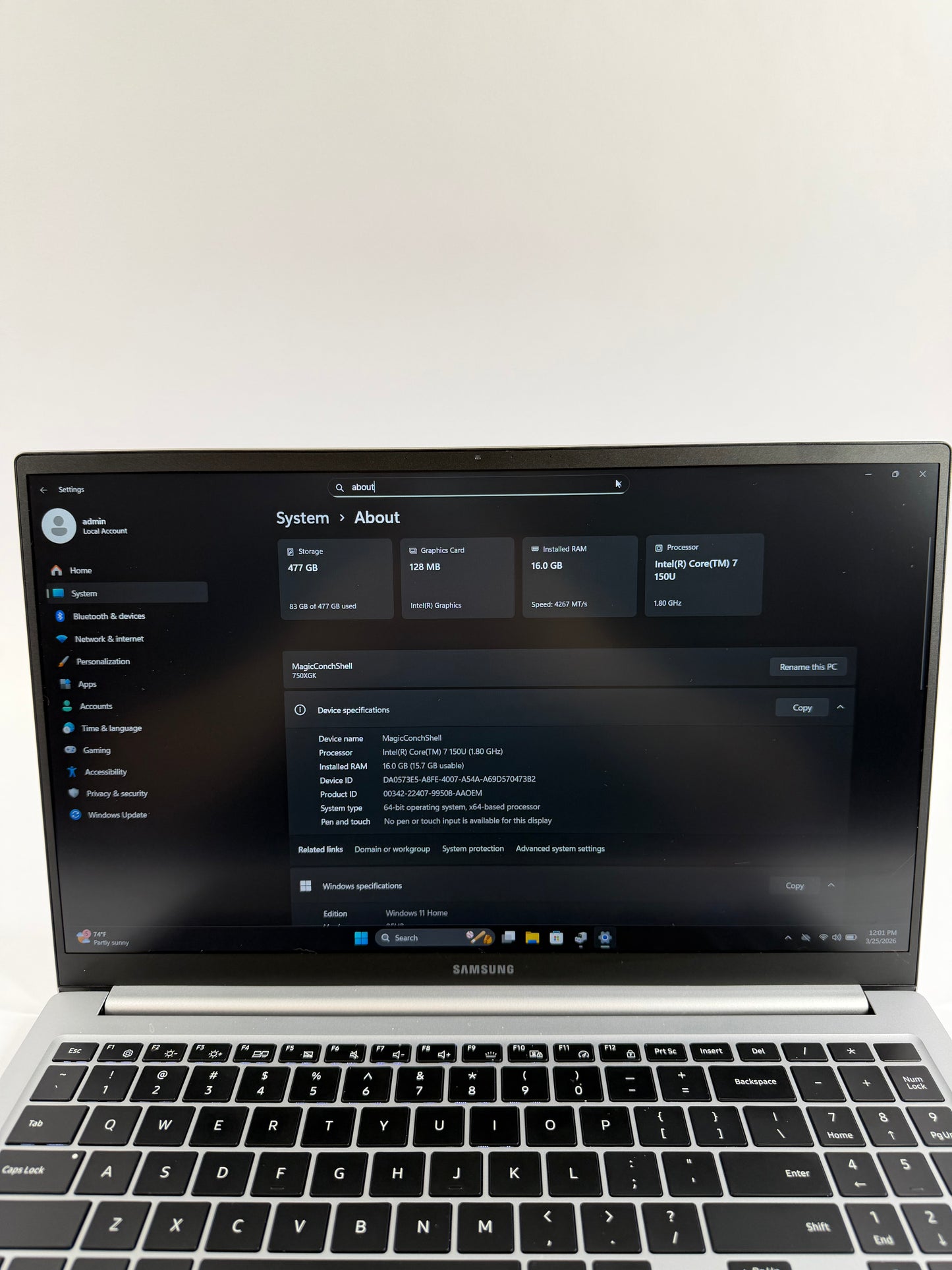 Samsung Galaxy Book4 NP750XGK 15.6" 7150U 1.8GHz 16GB RAM 512GB SSD