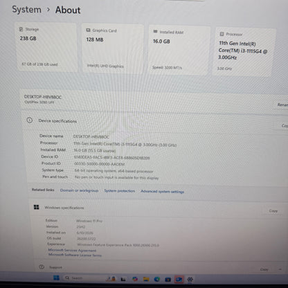 Dell Optiplex 3090 Ultra I3-1115G4 16GB Ram 256GB SSD D13U