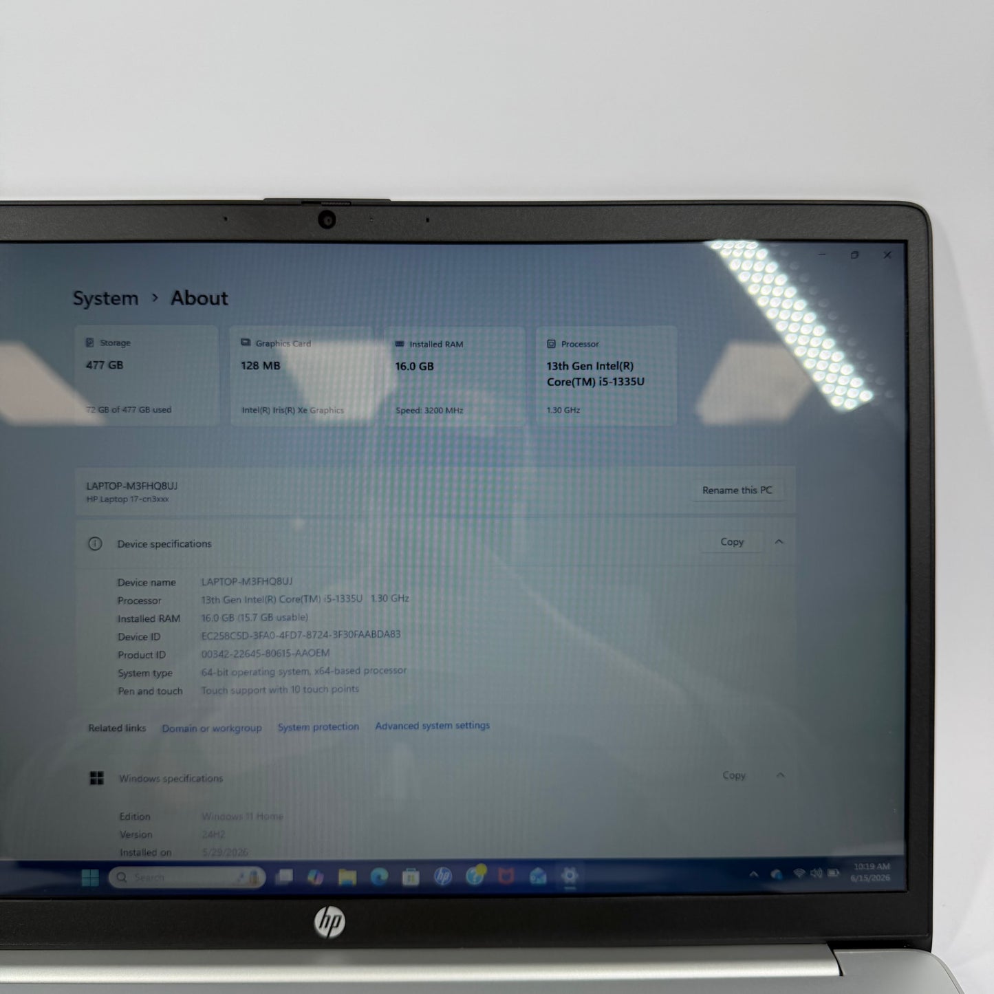 HP Laptop 17-CN3123NR 17" i5-1335U 1.3GHz 16GB RAM 512GB SSD